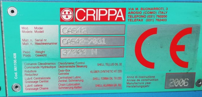 Curvatubi CNC Crippa CA 542 Usata – 5 Assi Destra e Sinistra - Plastin Gold